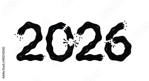 Bold black numbers forming the year 2026 with a splashy, energetic feel