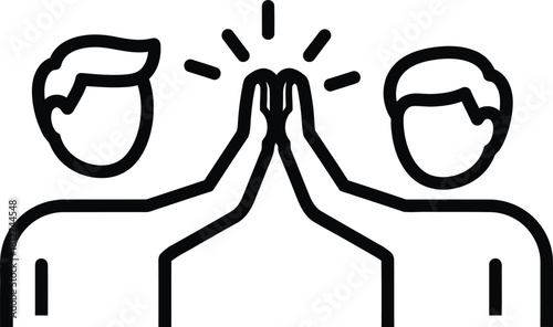 High five outline icon depicting teamwork collaboration and success