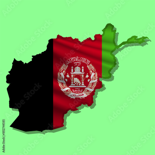 Vector flag Afghanistan in the form of a map