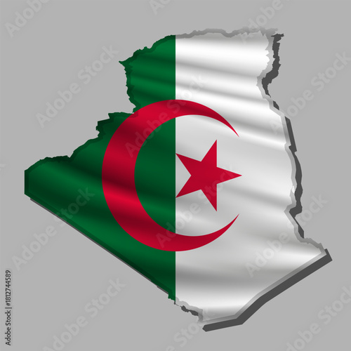 Vector flag Algeria in the form of a map