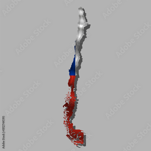 Vector flag Chile in the form of a map