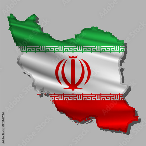 Vector flag Iran in the form of a map