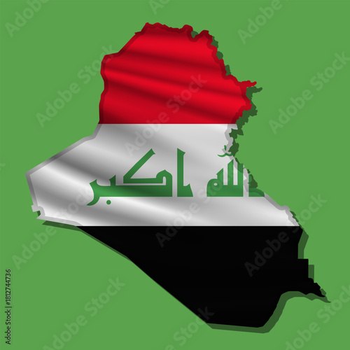 Vector flag Iraq in the form of a map