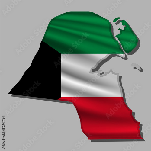 Vector flag Kuwait in the form of a map
