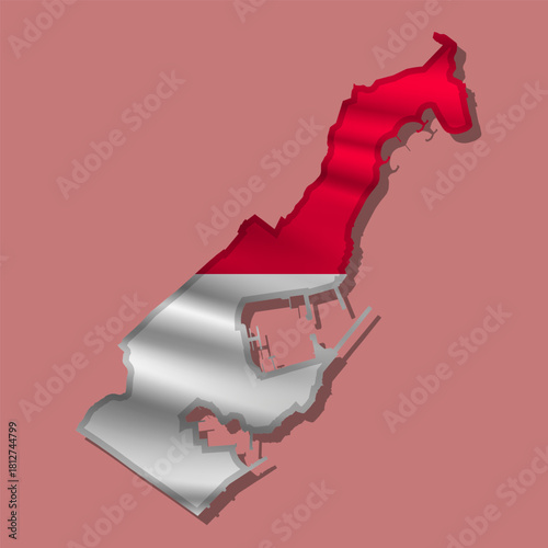 Vector flag Monaco in the form of a map