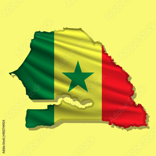 Vector flag Senegal in the form of a map