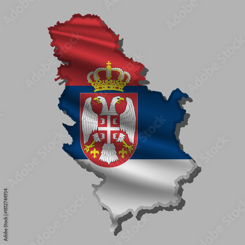 Vector flag Serbia in the form of a map
