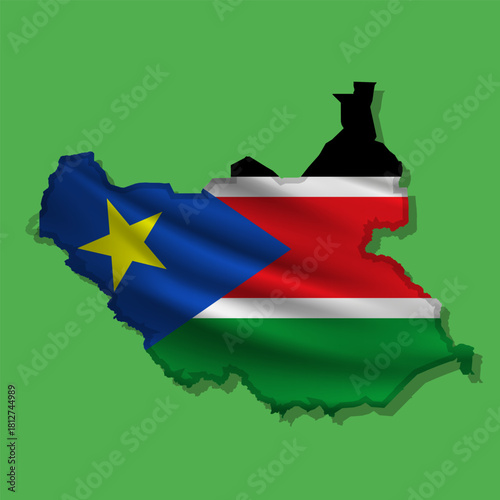 Vector flag South Sudan in the form of a map
