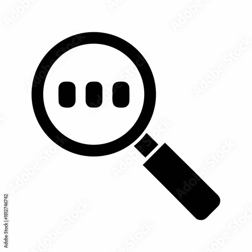 White Magnifying Glass Icon with Three Dots for Search or More Options.