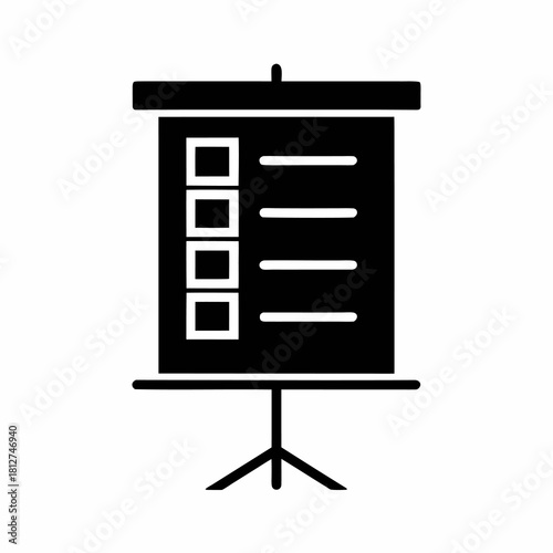 Minimalist White Presentation Flip Chart on a Tripod Stand Blank Whiteboard Easel for Business Concepts.