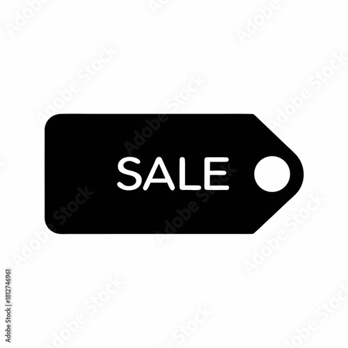 Faint white sale tag with subtle text and a rounded rectangular shape.