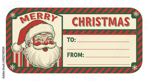 Festive Santa gift tag ready to personalize your Christmas presents this winter season, make the holidays even more special with this decoration