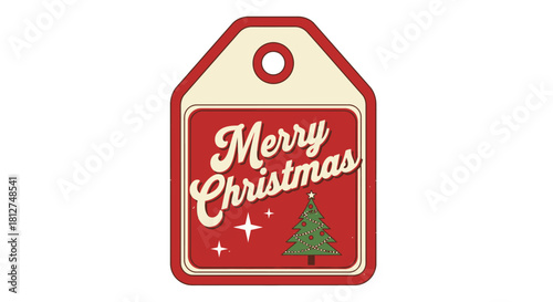 Cheerful Vintage retro Merry Christmas gift tag design for your holiday promotions and seasonal sales events adds vintage charm & festive cheer
