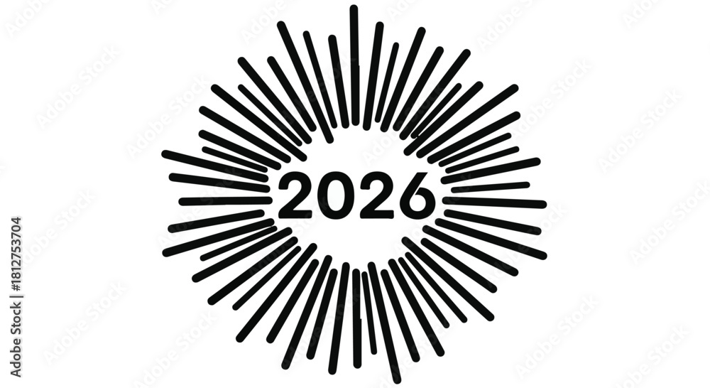 Fototapeta premium Bright burst of light surrounds the year 2026, signifying future possibilities and celebration.