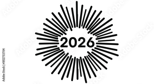 Bright burst of light surrounds the year 2026, signifying future possibilities and celebration.