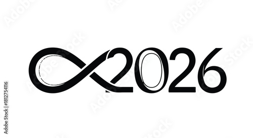 Infinity symbol intertwined with the year 2026, representing endless possibilities and the future.