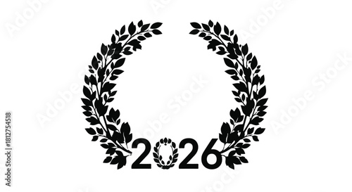 Elegant laurel wreath framing the year 2026, symbolizing achievement and future success