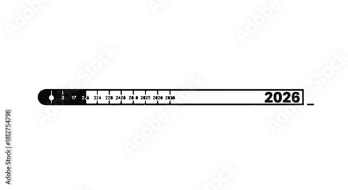 Modern calendar marking the year 2026 with a progress indicator.