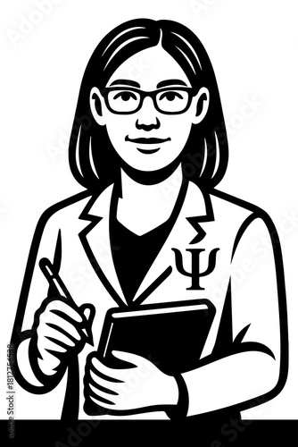 Psychologist taking notes in a professional setting with a notepad