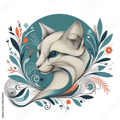 Colorful Abstract Squirrel Illustration in 3D Layered Paper-Cut Style for Decorative Design