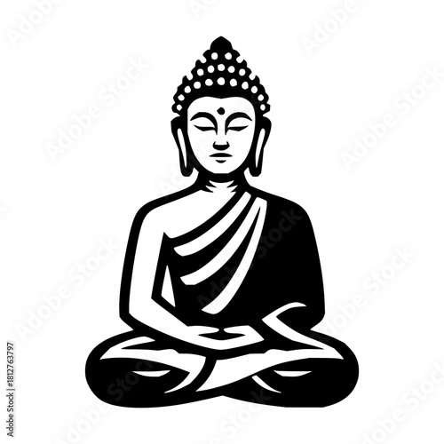 Serene Buddha illustration for spiritual and wellness themes, perfect for yoga studios, meditation centers, and mindful living brands with a peaceful, calming effect