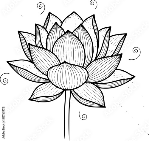 Lotus flower line art style, vesak day vector	
