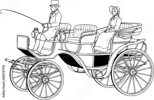 19th-century spider car with rear seats	
