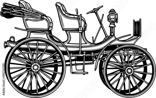 19th-century spider car with rear seats	
