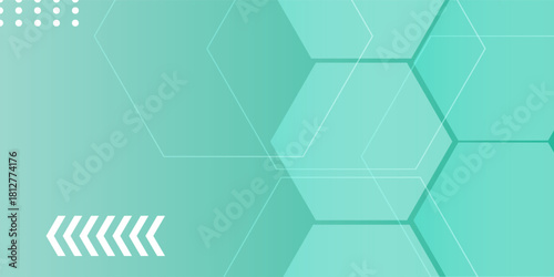 Abstract mint green color with hexagon pattern background looks like honeycomb. Modern hexagon graphic design. Futuristic concept.