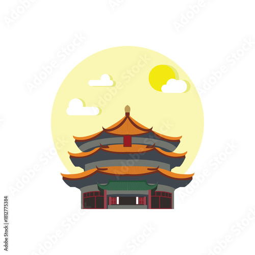 Taois tample House of worship landscape illustration