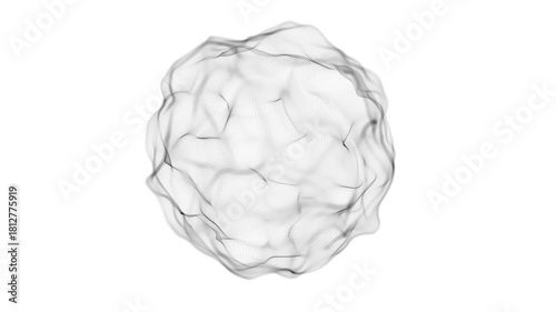 Abstract digital sphere flowing on white background. Concept of artificial intelligence. Big data technology visualization seamless 4K looping 3D animation background