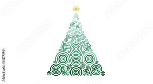Modern holiday cheer with a minimalist Christmas tree design made of geometric circles, perfect for festive season greetings and digital marketing campaigns