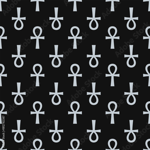 Ankh Silver Black Alternating Seamless Pattern