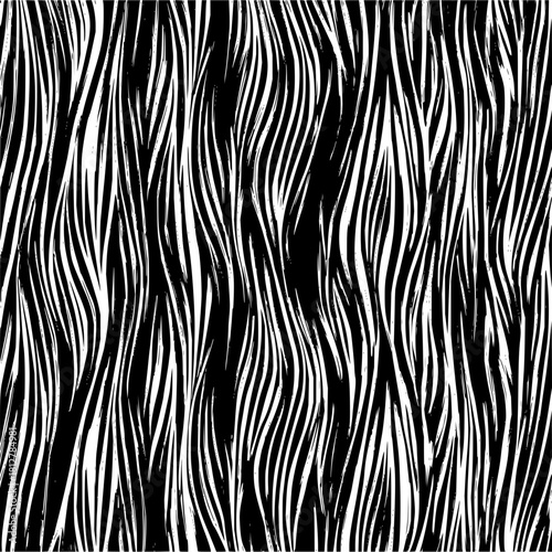 Abstract monochrome pattern with wavy white lines on black background creating a dynamic visual texture