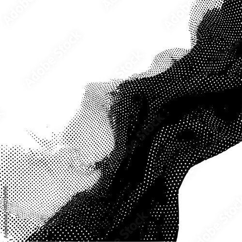 Abstract halftone pattern showing a flowing transition from light to dark shades in black and white
