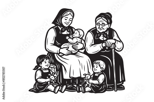 Generations gathered together in a warm family portrait