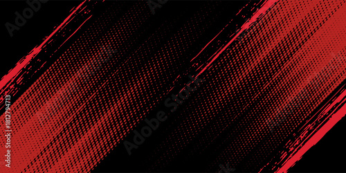 Red dots haltone on dark color background. Grunge texture abstract.