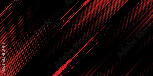 Red dots haltone on dark color background. Grunge texture abstract. Simple modern design.