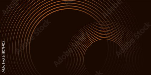 Abstract 3D brown lines technology concept. Dark layer background blank space. Lines modern design.