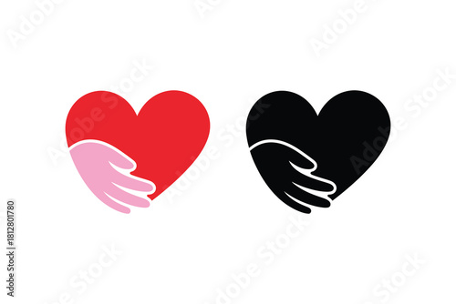 Hearts with hands reaching out