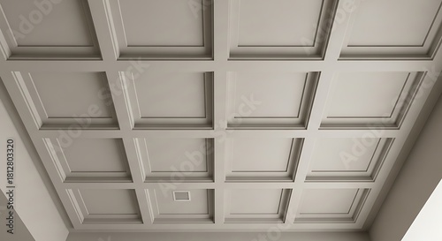 Elevated coffered ceiling design showcases architectural finesse and craftsmanship
