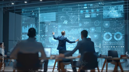 A collage of futuristic AI interface images showing digital data, holographic screens, and human hands interacting with virtual technology in a cyber-inspired environment.