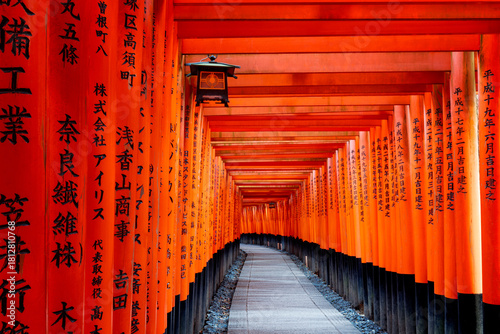 Fushimi Inari Taisha red Torii gates in Kyoto, Japan