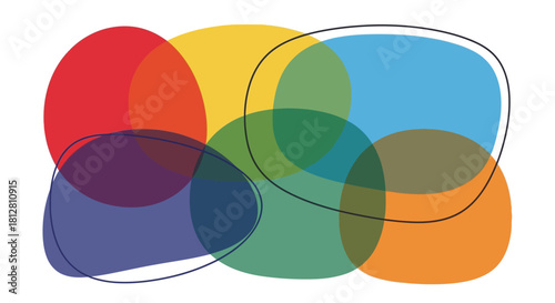 Colorful abstract geometric shapes overlapping in modern transparent style