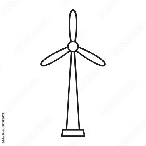 Wind Energy Line Icon – Minimal Wind Turbine Symbol for Green Power and Sustainability.