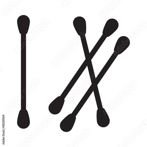Cotton Swabs Icon – Hygiene Stick Symbol, Personal Care and Cleaning Sign.