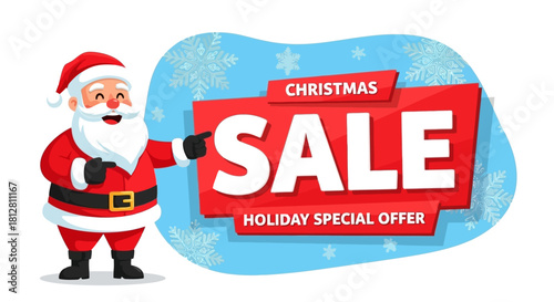 Christmas Sale with Santa Claus Holiday Special Offer