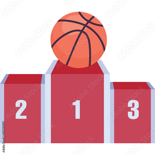 basketball on podium, red, white, flat design clip art preview