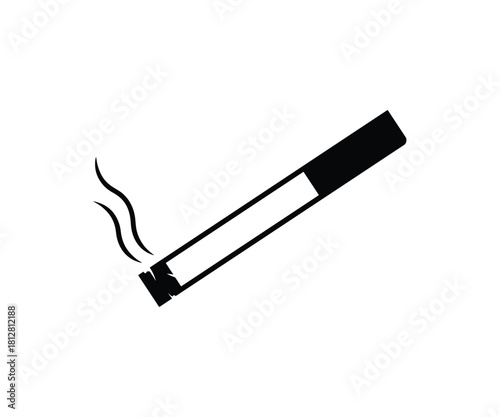 Lit cigarette smoking icon, Addiction and tobacco symbol