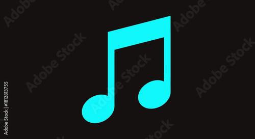 Vibrant blue musical note icon on black background